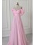 Pembe Drapeli Yaka Taşlı Abiye 8355 4