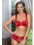 Saten Toparlayıcı Minimizer Sütyen ve Yüksek Bel Slip Külot Takım Kırmızı (BRF31521) 2