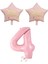 Pembe Renk Rakam ve Happy Bırthday Yazılı Yıldız Folyo Balon Seti Yaş 4 1