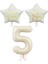 Bej Rakam ve Happy Bırthday Yazılı Yıldız Folyo Balon Seti Yaş 5 1
