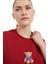 Kadın Bisiklet Yaka Bol Kesim Pamuk Önü Ayıcıklı T-Shirt 3