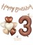 Happy Bıthday Yazılı Kahverengi Renk Rakam ve Kalpli Folyo Balon Seti Yaş 3 1
