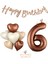 Happy Bıthday Yazılı Kahverengi Renk Rakam ve Kalpli Folyo Balon Seti Yaş 6 1