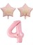 Pembe Renk Rakam ve Happy Bırthday Yazılı Yıldız Folyo Balon Seti Yaş 4 1