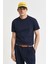 Erkek Embossed T-Shirt - Lacivert 1