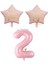 Pembe Renk Rakam ve Happy Bırthday Yazılı Yıldız Folyo Balon Seti Yaş 2 1