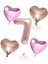 Rose Gold Rakam Kalp ve Pembe Kalp Folyo Balon Seti Yaş 7 1