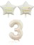 Rönesans Bej Rakam ve Happy Bırthday Yazılı Yıldız Folyo Balon Seti Yaş 3 1