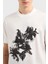 Çiçek Baskılı Pamuklu Regular Fit Bisiklet Yaka T Shirt Erkek T Shirt EM001024 AF10017 U0003 4