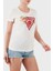 Ss Cn Logo Nakışlı Streç Pamuklu Slim Fit Bisiklet Yaka T Shirt W5GI10J1314 Bayan T Shirt W5GI10 J1314 G012 5
