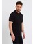 Erkek Siyah Basic Ribana Kol Pamuk Polo Yaka T-Shirt 1