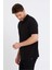 Erkek Siyah Basic Ribana Kol Pamuk Polo Yaka T-Shirt 2