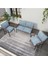 Modern Serisi Balkon, Bahçe, Cafe - Metal Kanepe Koltuk Takımı - 2+1+1 - Turkuaz 2