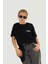 Arka Baskılı %100 Pamuk Unisex Oversize Siyah Çocuk Tişört 3