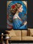 Çiçekli Kadın ve Mavi Dekoratif Kanvas - Mdf Ahşap Tablo 2