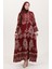Viskon Kumaş Desenli Düğmeli Elbise 2014-01 Bordo 1