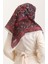 Desenli Pamuk Eşarp 2075-13 Siyah Bordo 3