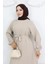Belmando Kumaş Kuşaklı Elbise 2013-02 Vizon 3