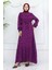 Viskon Kumaş Fırfırlı Elbise 2003-01 Bordo 2