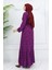 Viskon Kumaş Fırfırlı Elbise 2003-01 Bordo 5