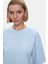 Helena Bej Bisiklet Yaka Oversize Crop Nakışlı Oversize Kadın Tshirt 2
