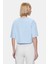 Helena Bej Bisiklet Yaka Oversize Crop Nakışlı Oversize Kadın Tshirt 4