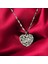 Çelik Gümüş Renk Zirkon Taşlı Kalp Kolye 3
