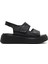 Kadın Siyah Bantlı Kalın Tabanlı Deri Comfort Sandalet 25SFD342226 1