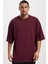 Sportswear Premium Essentials Pamuklu Oversize Kesim Erkek Bordo Spor Tişört ( Geniş Kesim ) 1