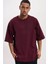 Sportswear Premium Essentials Pamuklu Oversize Kesim Erkek Bordo Spor Tişört ( Geniş Kesim ) 2