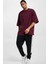 Sportswear Premium Essentials Pamuklu Oversize Kesim Erkek Bordo Spor Tişört ( Geniş Kesim ) 5
