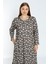 Desenli Uzun Kollu Düğmeli Cepli Kadın Büyük Beden Pamuklu Elbise 4