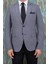 Erkek Slim Fit Mono Yaka Gri Ceket 1