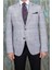 Erkek Slim Fit Mono Yaka Açık Gri Yarım Astar Ceket 1