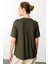 Kadın Yakası Düğmeli Penye T-Shirt 25764 Haki 4