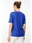 Kadın Açma Yaka Nakış Işlemeli Penye T-Shirt 25700 Saks 4
