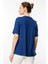 Kadın Yakası Düğmeli Penye T-Shirt 25764 Indigo 4