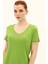 Kadın V Yaka Kısa Kollu Pamuklu Basic T-Shirt 5982 Yeşil 2