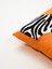Zebra Desen Punch Kırlent Kılıfı - Turuncu 3