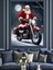 Motosikletli Noel Baba Dekoratif Kanvas - Mdf Ahşap Tablo 1
