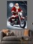Motosikletli Noel Baba Dekoratif Kanvas - Mdf Ahşap Tablo 3