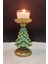 Yılbaşı Ağacı Şamdan Merry Christmas Dekoratif Yeşil Noel Çam Ağacı Mumluk Küçük Boy 15 x 12 cm 1
