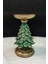 Yılbaşı Ağacı Şamdan Merry Christmas Dekoratif Yeşil Noel Çam Ağacı Mumluk Küçük Boy 15 x 12 cm 2