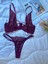Mürdüm Mor Balenli Çift Ip Detaylı Dantel Detay Bralette String/tanga & Sütyen Fantazii İç Çamaşır Takımı 1