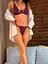 Mürdüm Mor Balenli Çift Ip Detaylı Dantel Detay Bralette String/tanga & Sütyen Fantazii İç Çamaşır Takımı 4
