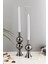 Elit 2'li Şamdan Seti Orta-Küçük Platin Renk Dekoratif Metal Mumluk 1