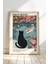 Siyah Kedi ve Koi Balığı Japon Duvar Sanatı Vintage Doğal Ahşap Çerçeveli tablo 1