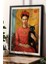 Frida Kahlo ve Siyah Kedi Portresi Doğal Ahşap Çerçeveli Duvar Tablosu 1