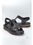 Kadın Siyah Bantlı Deri Comfort Sandalet ve Ayakkabı - ( DRN-443 ) 5