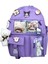 Kore Tarzı Aksesuarlı ve Ayıcıklı Okul Çantası Kız Çocuk ve Erkek Çocuk Sırt Çantası Lila 1